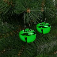   Karácsonyi dísz - akasztható, csilingelő - fém, 20 mm - zöld - 9 db / csomag                          BX58621D