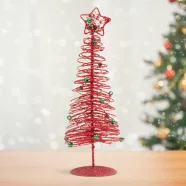   Karácsonyi, glitteres, fém karácsonyfa - 28 cm - piros                                                BX58622A