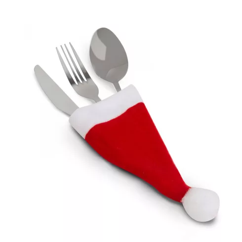 Karácsonyi evőeszköz dekor - mikulássapka - 17 cm - 3 féle - 6 db / csomag                            BX58723