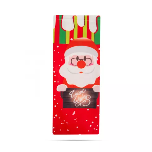 Karácsonyi italos üveg tartó szalaggal - mikulás - poliészter - 32 x 12,5 cm                          BX58727A