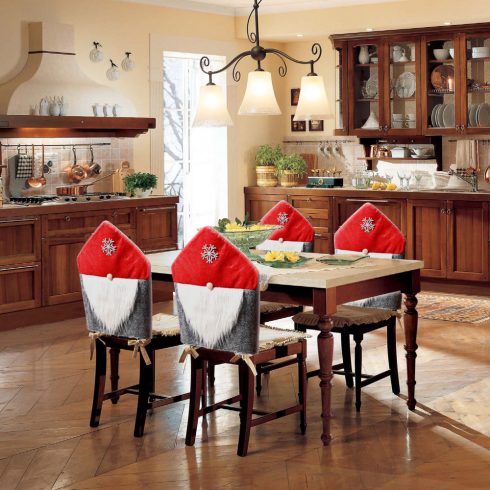 Karácsonyi székdekor - skandináv manó - 50 x 60 cm - piros/szürke                                     BX58735A