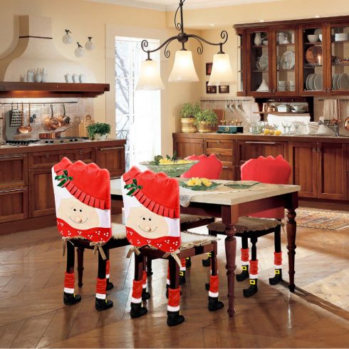 Karácsonyi székdekor szett - Télanyó - 50 x 55 cm - piros/fehér                                       BX58736B