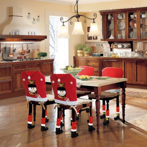 Karácsonyi székdekor szett - Hóember - 50 x 60 cm - piros/fehér                                       BX58737B