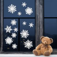   Karácsonyi ablakdekor szett  jégkristály - papír, fehér                                               BX58743