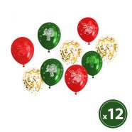   Lufi szett - piros, zöld, arany, karácsonyi motívumokkal - 12 db / csomag                             BX58754