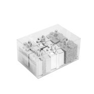   Karácsonyfadísz szett - ezüst ajándék - 4,5 cm - 6 db / szett                                         BX58781B