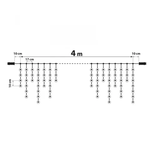 Fényfüggöny - 200 db LED - középfehér - hálózati - IP44 - 4,2 m - 8 program                           BX58901C