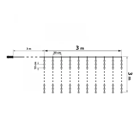 Fényfüggöny - 300 db hidegfehér microLED-del - 3 x 3 m - 230V - távirányítós                          BX58905B