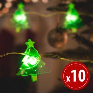   LED fényfüzér - karácsonyfa - 10 LED - 1,2 méter - melegfehér - 2 x AA                                BX58922