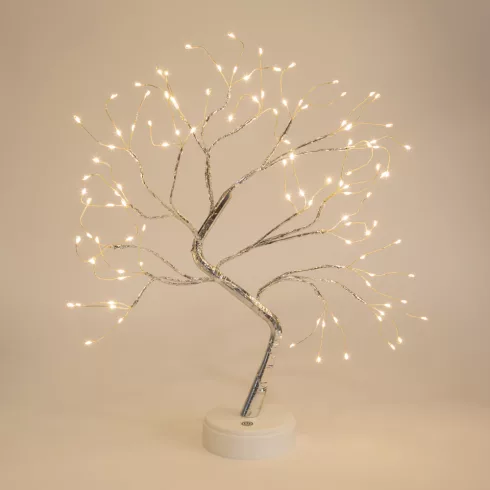 LED-es asztali fa dekoráció - melegfehér - érintőgombos, elemes, USB-s                                BX58930