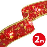   Karácsonyi LED-es szalag - piros - 2 m x 5 cm - 2 x AA                                                BX58933A