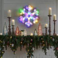   Karácsonyi dekoráció - irizáló, színes LED-es hópehely - 32 cm - elemes                               BX58941