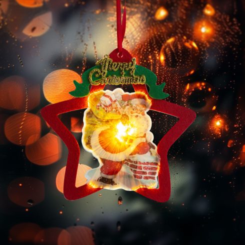 LED-es ablakdekor - melegfehér LED - csillag, mikulás - tapadókorongos                                BX58977A