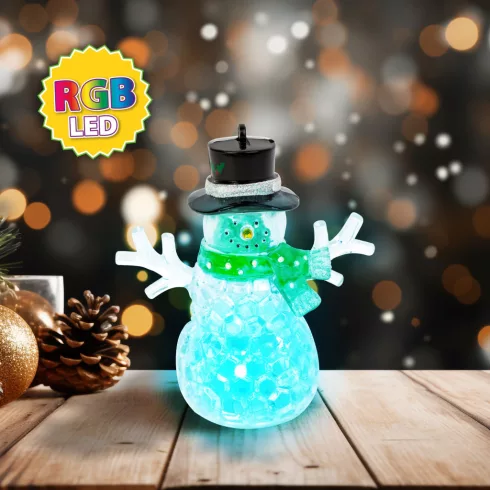 Karácsonyi LED-es hóember - zöld - RGB LED - 9 x 8 x 5 cm                                             BX58978B