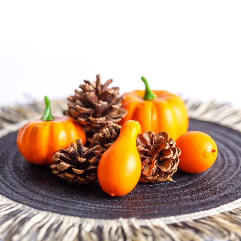 Őszi dekoráció - tök és toboz szett - 9 részes - 5-7 cm                                               BX59004