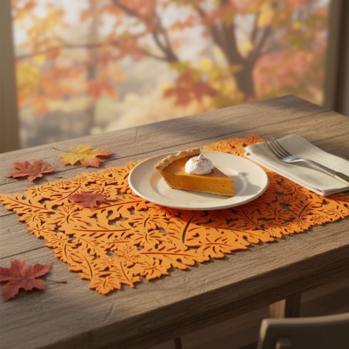 Őszi dekoráció - alátét - filc, narancssárga - 44,5 x 28,5 cm                                         BX59011A