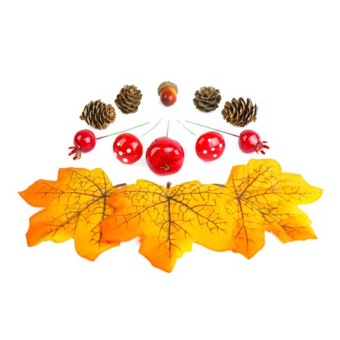 Őszi dekoráció - falevél, toboz, tök szett - 4 féle                                                   BX59021