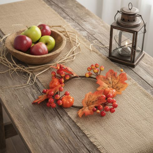 Őszi dekoráció - juharlevél koszorú - 22 cm                                                           BX59028