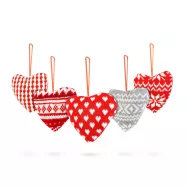   Mini textil dekoráció párna - szív - akasztóval - 12 x 5 x 11 cm - 5 féle                             BX59508