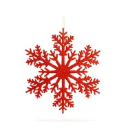   Karácsonyi dekoráció - jégkristály - glitteres piros - akasztható - 31 cm                             BX59704C