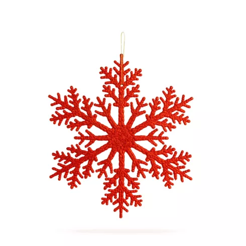 Karácsonyi dekoráció - jégkristály - glitteres piros - akasztható - 31 cm                             BX59704C