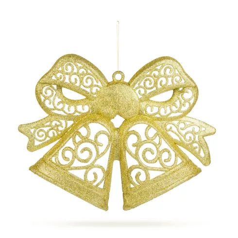 Karácsonyi dekoráció - masni - akasztható - glitteres arany - 35 cm                                   BX59705A