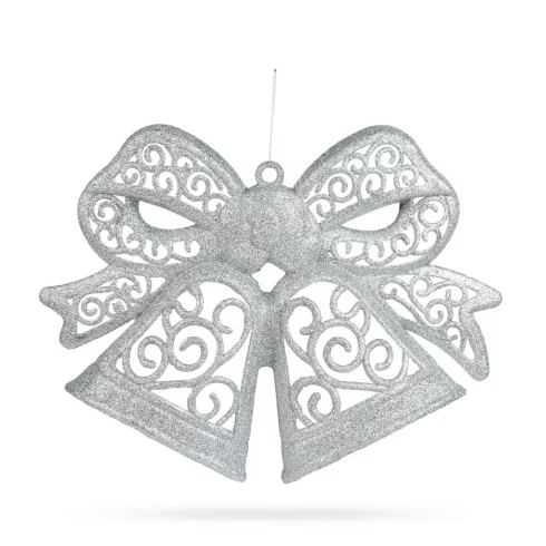 Karácsonyi dekoráció - masni - akasztható - ezüst - 35 cm                                             BX59705B