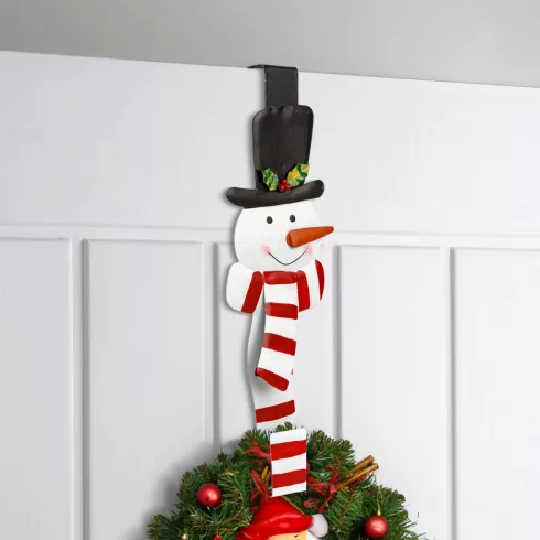 Karácsonyi kopogtató, ajtódísz tartó - fém - hóember - 38 cm                                          BX59708B