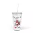 Karácsonyi pohár - szívószállal, tetővel - 473 ml - műanyag                                           BX59710