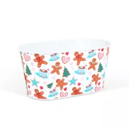   Karácsonyi fém kosár - mézeskalács mintás - 19 x 11,5 x 9,5 cm                                        BX59722A