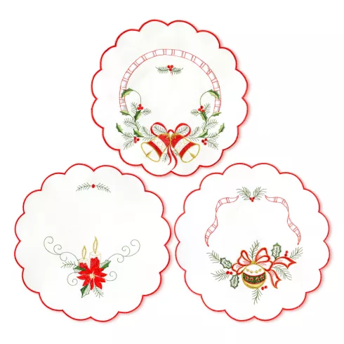 Karácsonyi asztalterítő - hímzett - 29 cm - 3 féle                                                    BX59723