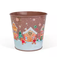   Karácsonyi dekoráció - fém kaspó, vödör - Mézeskalács - 13 x 11 cm                                    BX59724C