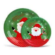   Karácsonyi papír tányér szett - Mikulás - 16,5 / 23 cm - 6+6 db / csomag                              BX59734