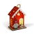 Karácsonyi LED-es dekoráció - házikó manóval - melegfehér LED, piros - 7,5 x 5 x 10 cm - 2 féle       BX59746