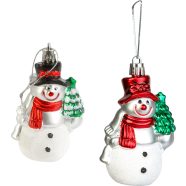   Karácsonyi dekoráció - hóember - akasztható - műanyag - 9 x 5,5 cm                                    BX59753