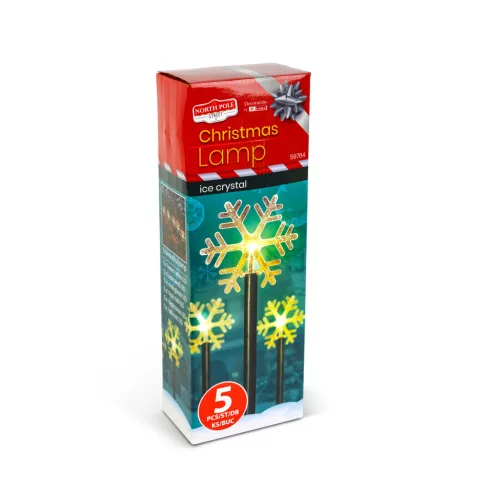 Karácsonyi lámpa - 5 LED - jégkristály - 34,5 cm - melegfehér - 3 X AA                                BX59764