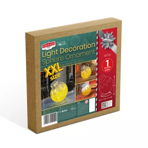 Világító dekoráció - gömbdísz - 60 LED - 60 x 83 cm - arany - 100-200V AC                             BX59772A