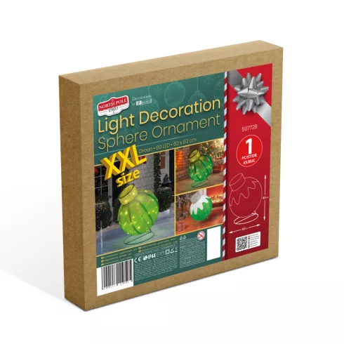 Világító dekoráció - gömbdísz - 60 LED - 60 x 83 cm - zöld - 100-200V AC                              BX59772B