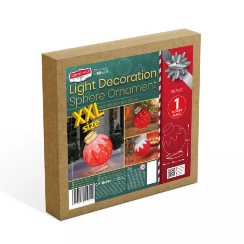 Világító dekoráció - gömbdísz - 60 LED - 60 x 83 cm - piros - 100-200V AC                             BX59772C
