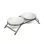 Emelt etetőállvány kerámia tálakkal - fehér tálak - 30 x 14 x 7,5 cm                                  BX60058