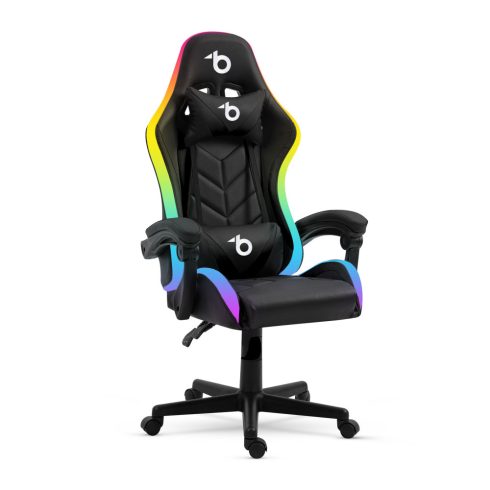 RGB LED-es gamer szék - karfával, párnával - fekete                                                   BXBMD1115BK