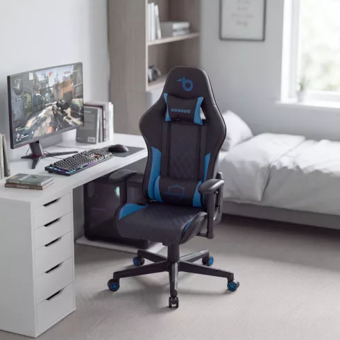 TItanForce gamer szék párnával - fekete/kék - 122 x 65 x 53 cm                                        BXBMD1124BL