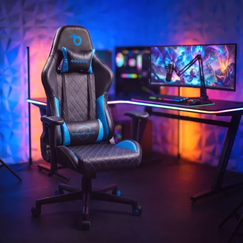 TItanForce gamer szék párnával - fekete/kék - 122 x 65 x 53 cm                                        BXBMD1124BL