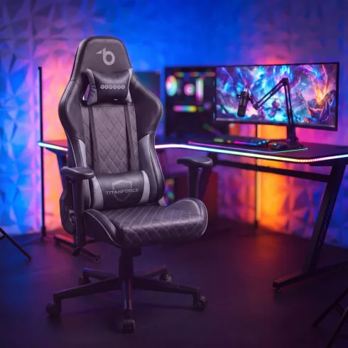 TItanForce gamer szék párnával - fekete/szürke - 122 x 65 x 53 cm                                     BXBMD1124GY
