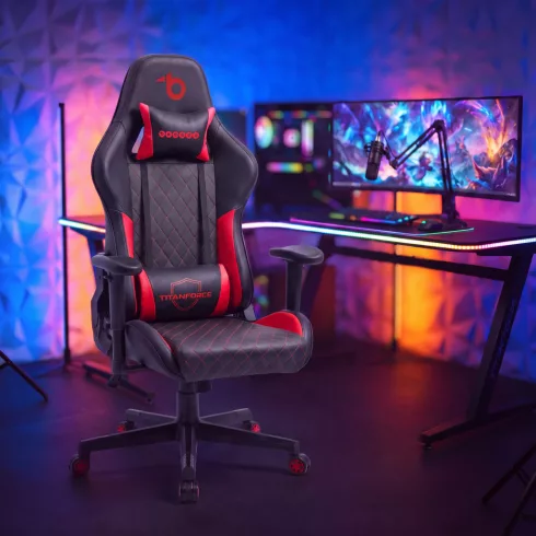 TItanForce gamer szék párnával - fekete/piros - 122 x 65 x 53 cm                                      BXBMD1124RD