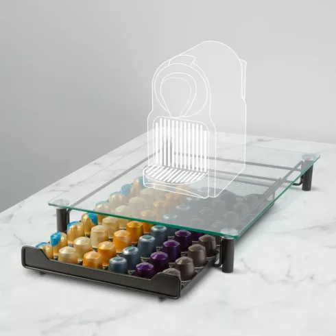 Fém kávékapszula tartó - 60 db Nespresso kapszulához - 410 x 260 x 60 mm - matt fekete                BXBW0999