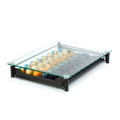 Fém kávékapszula tartó - 60 db Nespresso kapszulához - 410 x 260 x 60 mm - matt fekete                BXBW0999