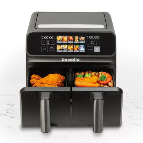 Olaj nélküli fritőz - XXL - 230V - 2200W - dupla kosár, színes érintőkijelző - 4+4 L                  BXBW1002D