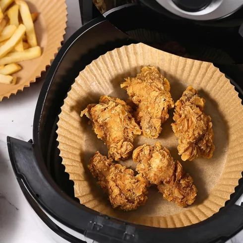 Air fryer sütőpapír - olaj nélküli sütőhöz - kör - 23 cm - 50 db / csomag                             BXBW1020D