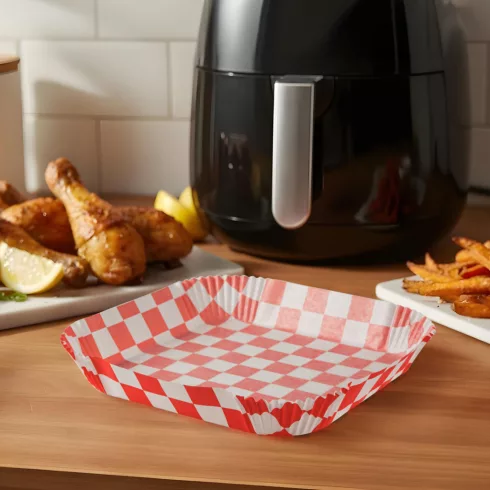 Air fryer sütőpapír - olaj nélküli sütőhöz - kockás, négyzet - 20 cm - 50 db / csomag                 BXBW1030A